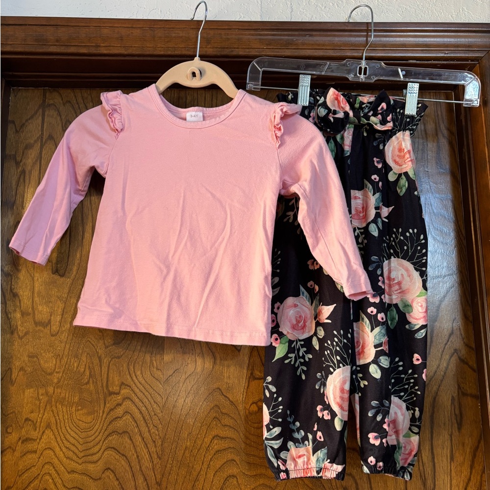Pink and Black Floral Kids Set